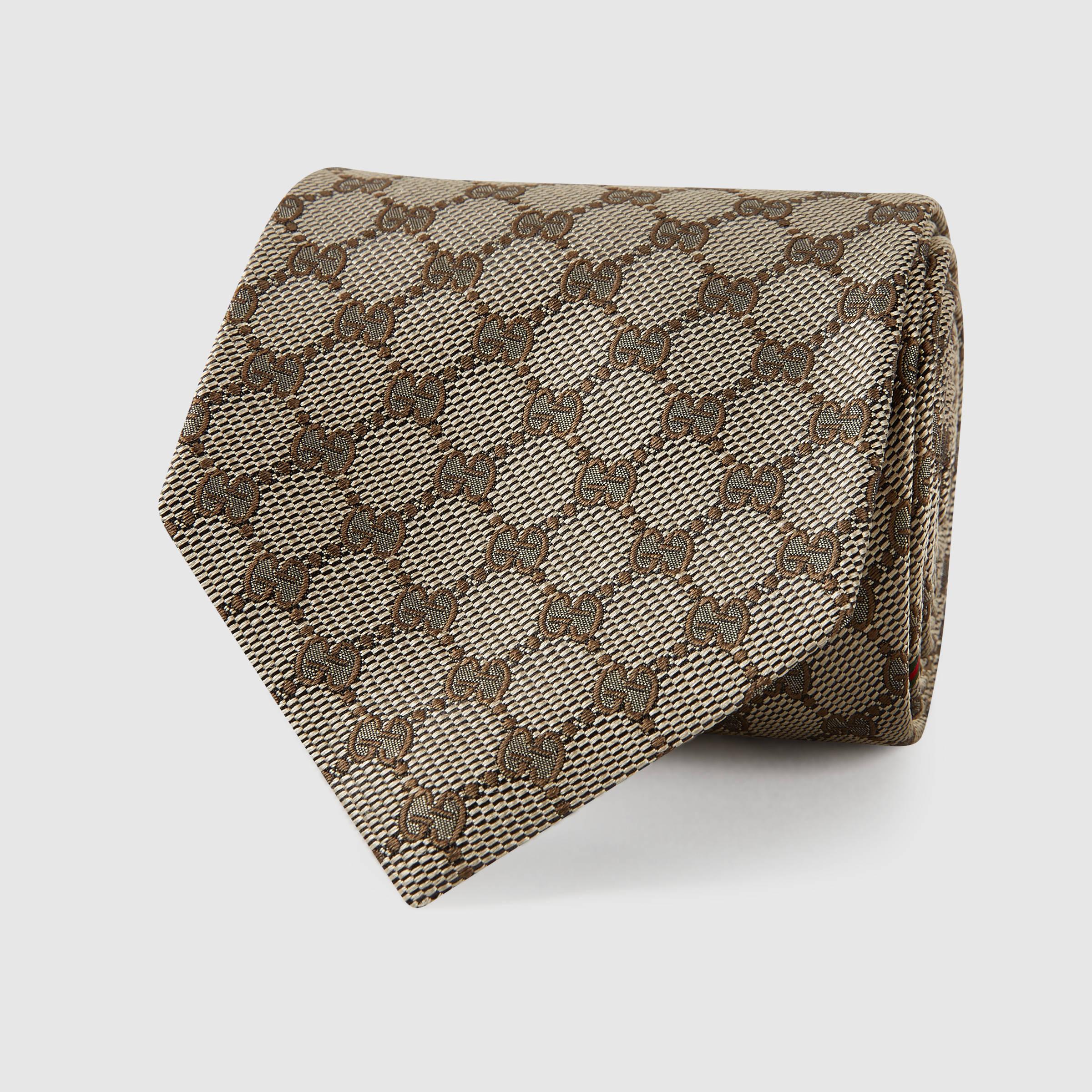 Gucci Gg Pattern Tie in Natural for Men - Lyst